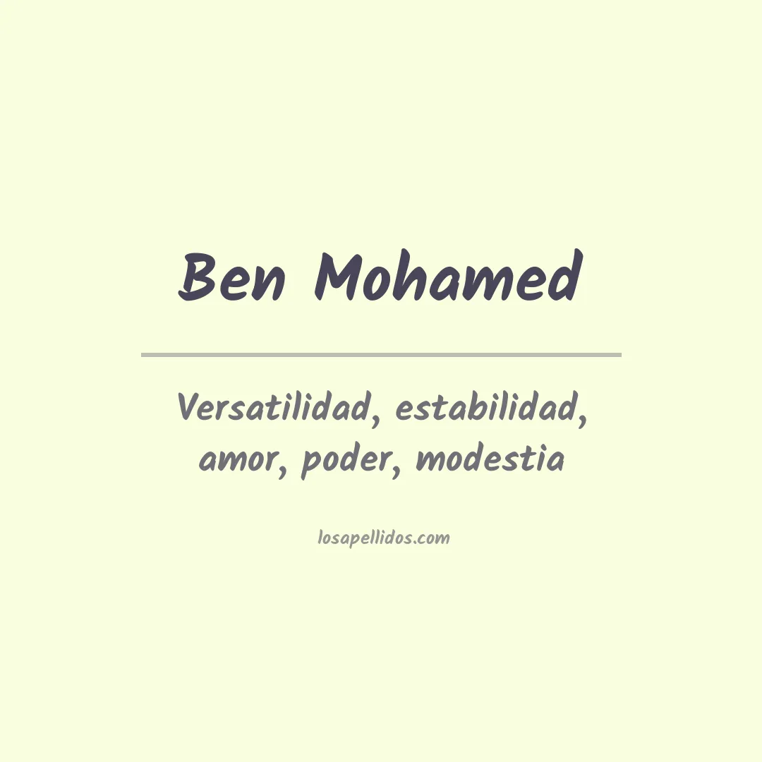 Significado del Apellido Ben mohamed
