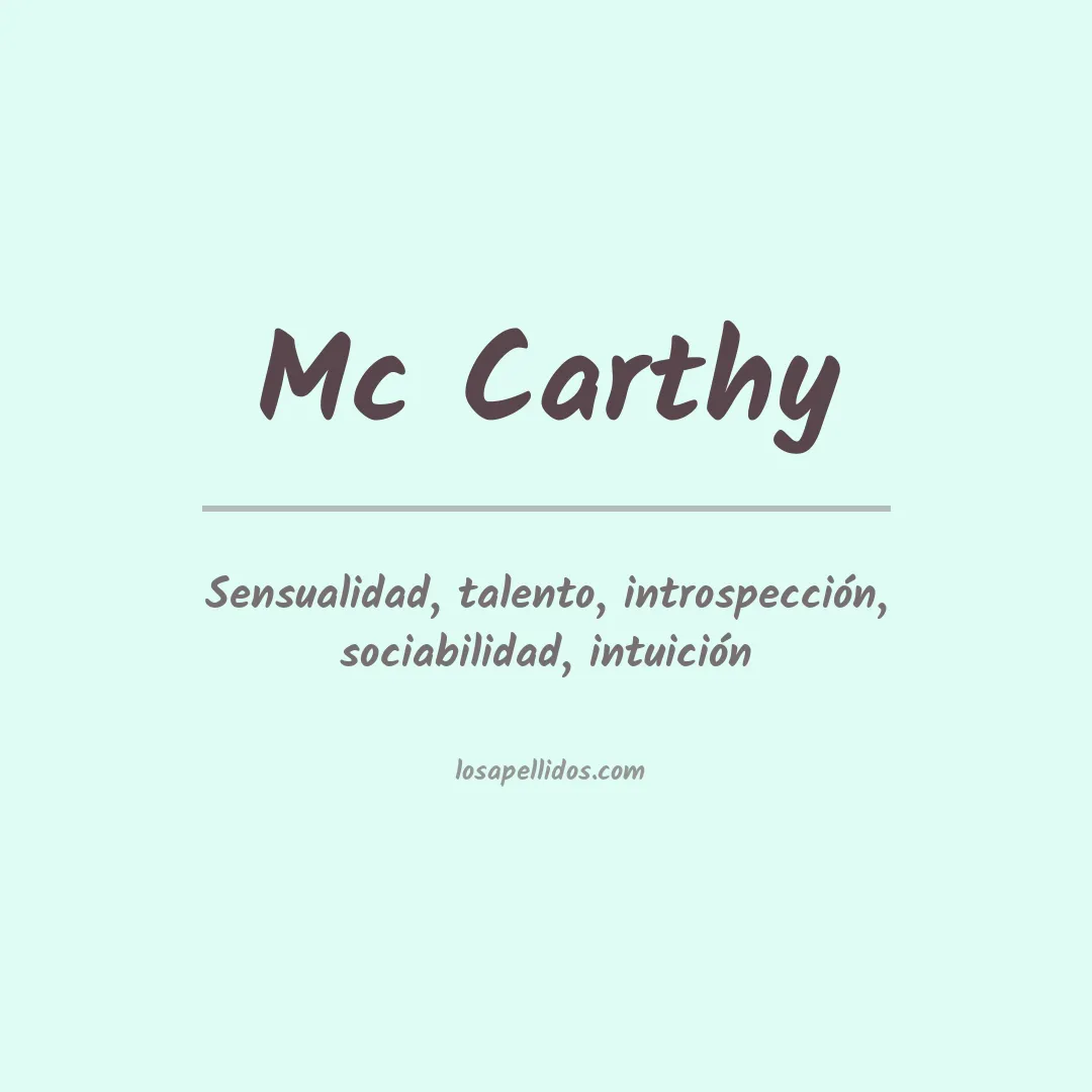 Significado del Apellido Mc carthy