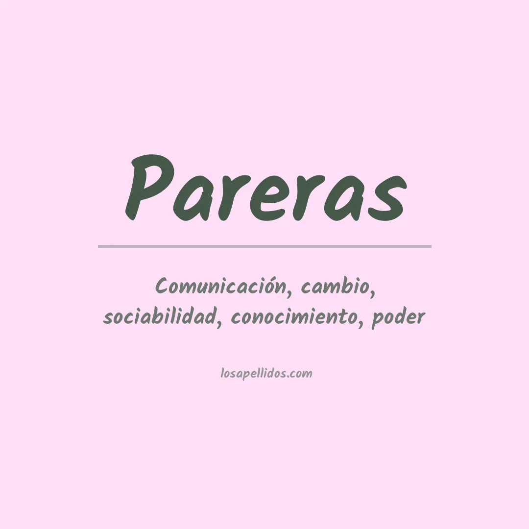 Significado del Apellido Pareras